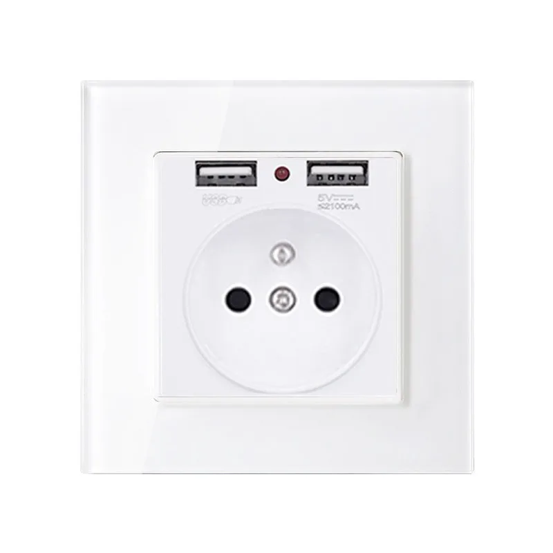 France Crystal Glass Panel Dual Usb Charge Port 2.1a Wall Charger Adapter Led Indicator 16a Eu Socket Power Outlet white Color
France Crystal Glass Panel Dual Usb Charge Port 2.1a Wall Charger Adapter Led Indicator 16a Eu Socket Power Outlet white Color
