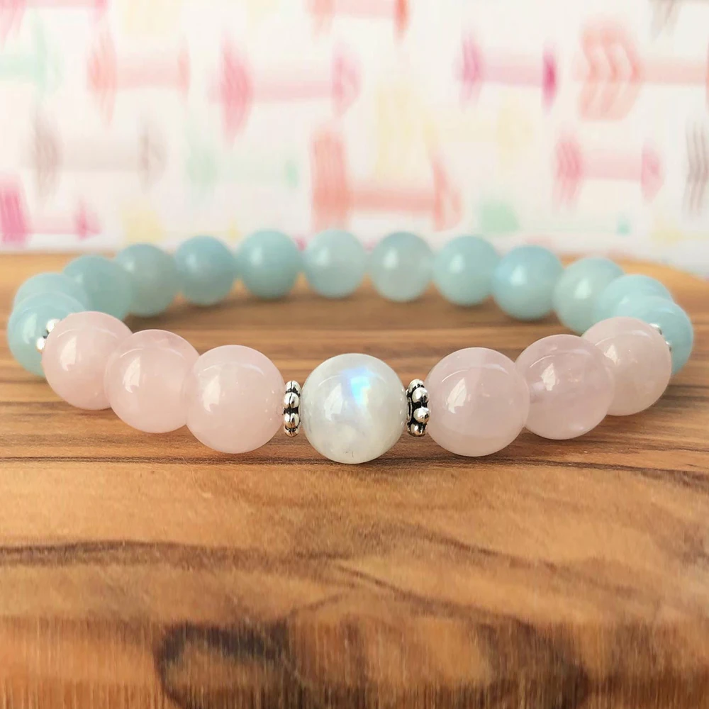 MG1201 Aquamarine Rose Quartz Bracelet Natural Moonstone Wrist Mala Crown Chakra Crystals Heart Chakra Yoga Bracelet
MG1201 Aquamarine Rose Quartz Bracelet Natural Moonstone Wrist Mala Crown Chakra Crystals Heart Chakra Yoga Bracelet