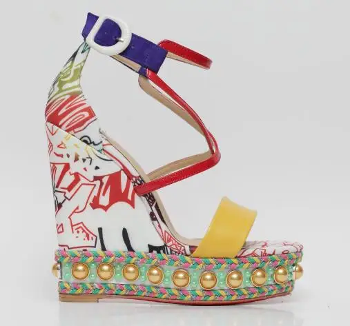 Pearl Studs Cross-tied Platform Wedge Sandal For Woman Multi Flower Printed Cutouts Gladiator Shoes Ladies Super High Sandals
Pearl Studs Cross-tied Platform Wedge Sandal For Woman Multi Flower Printed Cutouts Gladiator Shoes Ladies Super High Sandals