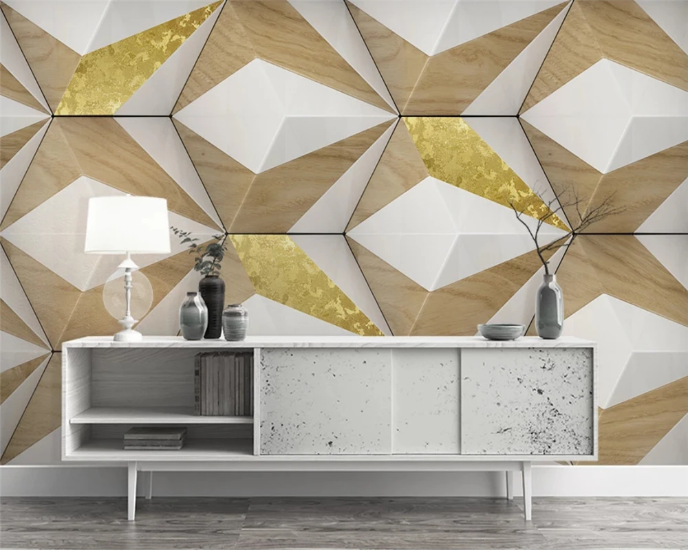 beibehang papier peint Customized modern fashion abstract beautiful geometric triangle wood grain golden TV background wallpaper
beibehang papier peint Customized modern fashion abstract beautiful geometric triangle wood grain golden TV background wallpaper