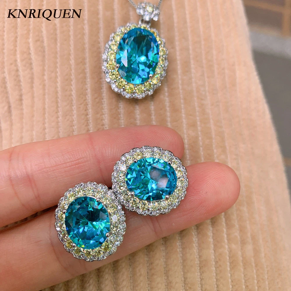 2021 Trend Gemstone Wedding Jewelry Sets for Women Charms Aquamarine Stone Lab Diamond Pendant Necklace Earrings Ring Lady Gift
2021 Trend Gemstone Wedding Jewelry Sets for Women Charms Aquamarine Stone Lab Diamond Pendant Necklace Earrings Ring Lady Gift