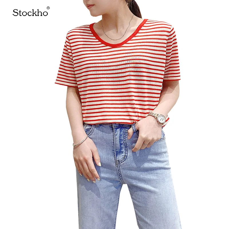 Women's Wear Summer T-Shirt 2021 Fashion Women's Top and Blouses Stripe T-Shirt All Size Round Collar Shirt Casual Top
Women's Wear Summer T-Shirt 2021 Fashion Women's Top and Blouses Stripe T-Shirt All Size Round Collar Shirt Casual Top