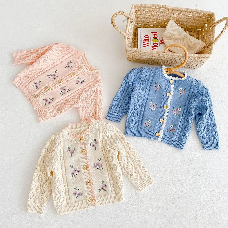 Baby Girls Cardigan Sweater Flower Embroidery Autumn Cotton Top Baby Clothing Toddler Girls Knitted Coat Winter Clothes Cotton
Baby Girls Cardigan Sweater Flower Embroidery Autumn Cotton Top Baby Clothing Toddler Girls Knitted Coat Winter Clothes Cotton