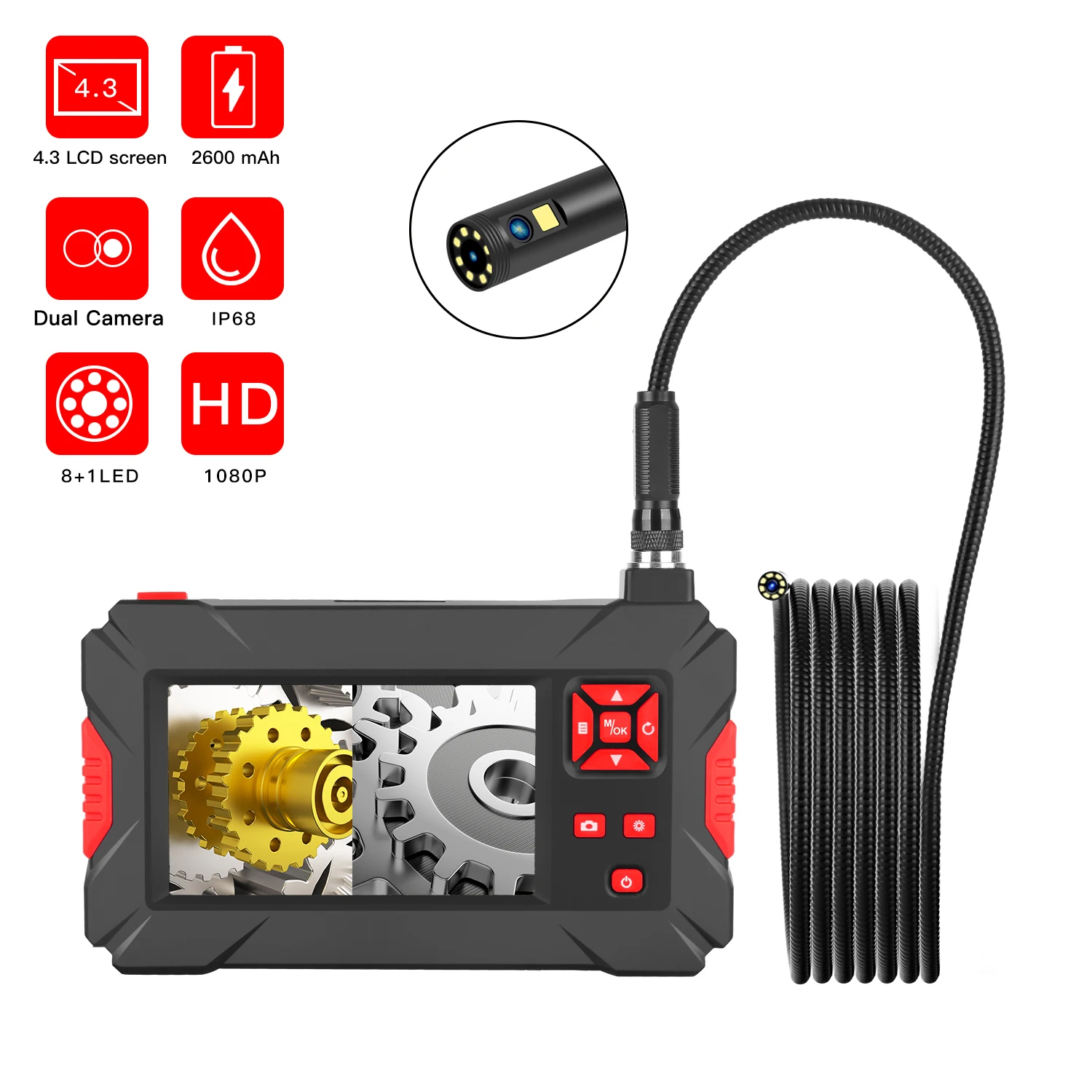 8mm Waterproof Industrial Car Repair Endoscope Camera Ip68 Endoscope 4.3 HD Screen HD LED Pipe Inspection Dual Camera Endoscope
8mm Waterproof Industrial Car Repair Endoscope Camera Ip68 Endoscope 4.3 HD Screen HD LED Pipe Inspection Dual Camera Endoscope