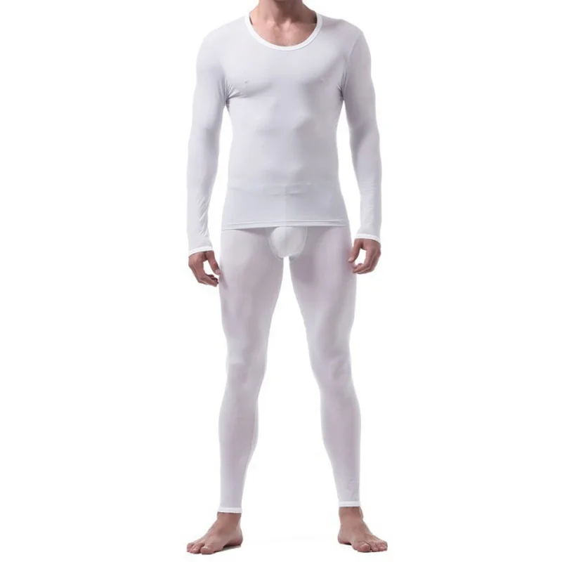 Men Undershirts Set Ultra-thin Ice Silk Sexy Male Underwear Long Sleeve Top + Trousers Sleepwear Pajamas Soft Breathable Sets
Men Undershirts Set Ultra-thin Ice Silk Sexy Male Underwear Long Sleeve Top + Trousers Sleepwear Pajamas Soft Breathable Sets