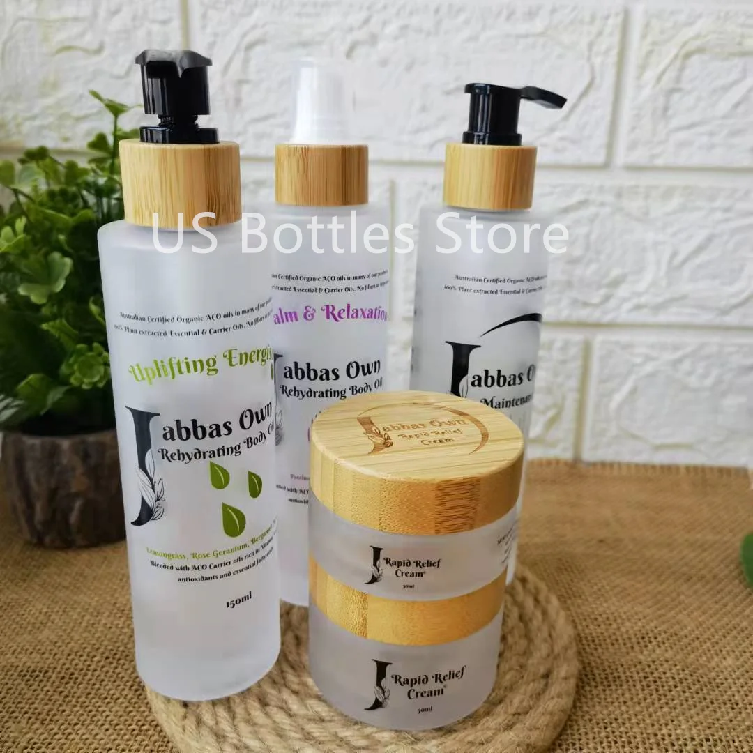 Wholesale Empty Bamboo Wood Cap Skincare Body Lotion Cosmetic Packaging Glass Container/Serum/Toner Bottles Cream Jars with Lid
Wholesale Empty Bamboo Wood Cap Skincare Body Lotion Cosmetic Packaging Glass Container/Serum/Toner Bottles Cream Jars with Lid