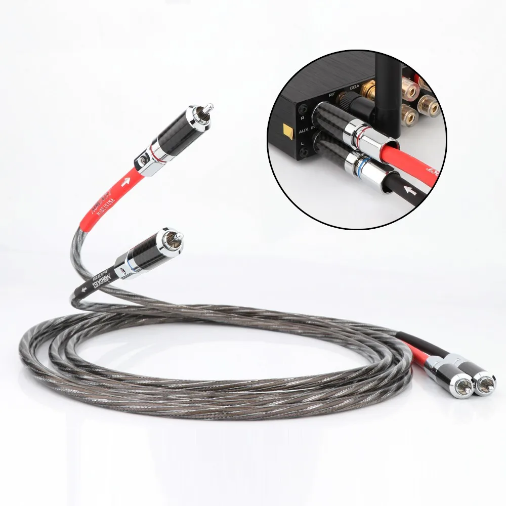 A pair of carbon fiber Odin OCC Hi-end silver plated audio signal cable connector cable speaker rca to rca cable hifi
A pair of carbon fiber Odin OCC Hi-end silver plated audio signal cable connector cable speaker rca to rca cable hifi