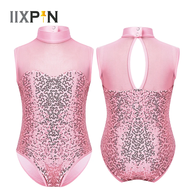 Kids Girls Sparkly Sequins Gymnastics Leotard Ballet Tutu Dress Sleeveless Mock Neck Tulle Splice Keyhole Back Ballet Dance wear
Kids Girls Sparkly Sequins Gymnastics Leotard Ballet Tutu Dress Sleeveless Mock Neck Tulle Splice Keyhole Back Ballet Dance wear