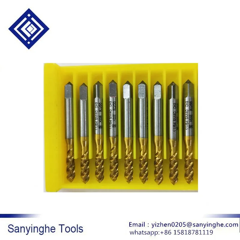 SM11/64-40 SM15/64-28 10pcs/lots Titanium-coated spiral taps thread tap for sewing machine
SM11/64-40 SM15/64-28 10pcs/lots Titanium-coated spiral taps thread tap for sewing machine