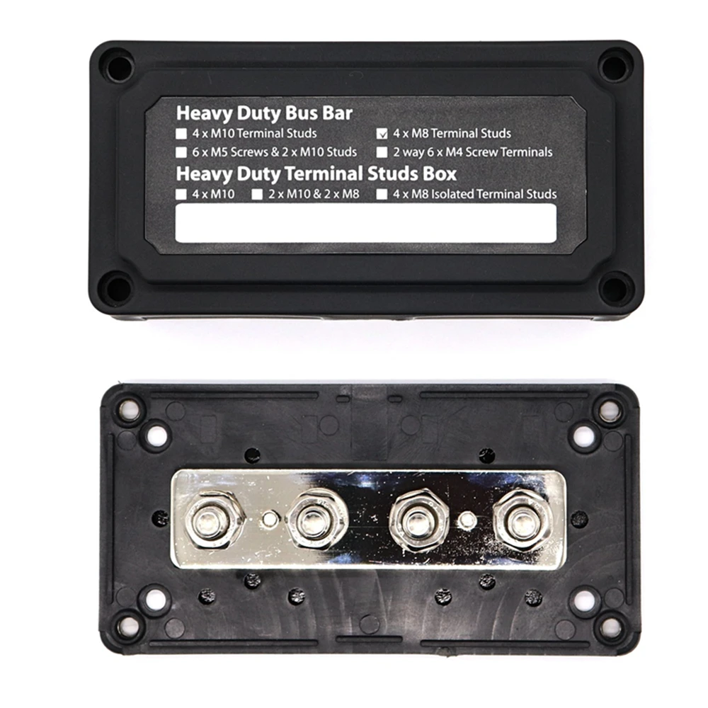 DC 48V 300A Heavy-Duty Module Design Bus-Bar Box Terminal Board With 4 Terminal Studs Car Styling Highest Amperage Rated Bus Bar
DC 48V 300A Heavy-Duty Module Design Bus-Bar Box Terminal Board With 4 Terminal Studs Car Styling Highest Amperage Rated Bus Bar
