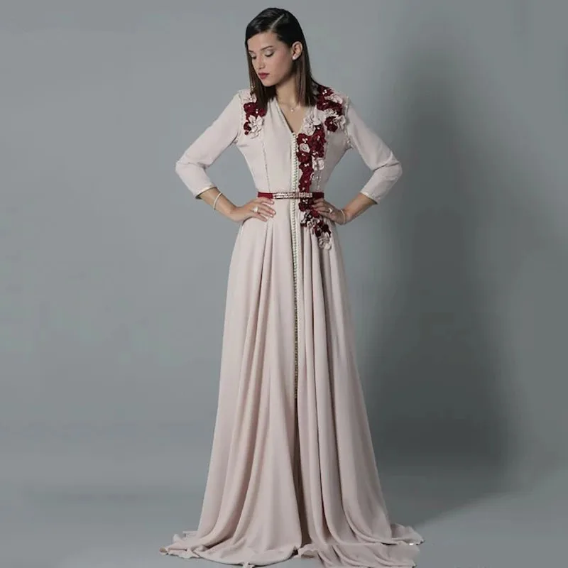 Moroccan Kaftan Caftan Muslim Evening Dresses A-line 3/4 Sleeves Chiffon Dubai Arabic Turkey Abaya Islamic Gown Customized
Moroccan Kaftan Caftan Muslim Evening Dresses A-line 3/4 Sleeves Chiffon Dubai Arabic Turkey Abaya Islamic Gown Customized