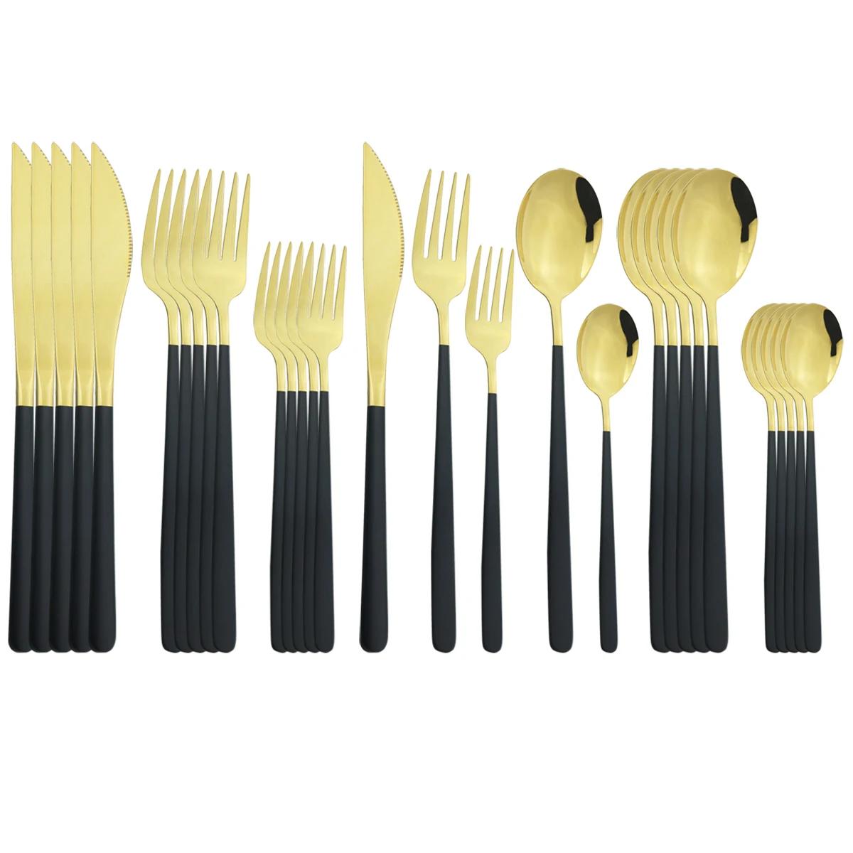6Set/30Pcs Black Gold Cutlery Set 304 Stainless Steel Dinnerware Set Knives Fork Spoon Dinner Flatware Set Kitchen Tableware Set
6Set/30Pcs Black Gold Cutlery Set 304 Stainless Steel Dinnerware Set Knives Fork Spoon Dinner Flatware Set Kitchen Tableware Set