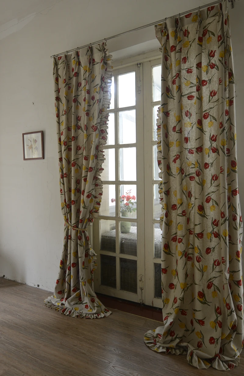 High Quality 100% Cotton Linen Blackout Curtains, French Romantic Tulips Ruffles Cortina for Bedroom,Eco-friendly Window Drapes
High Quality 100% Cotton Linen Blackout Curtains, French Romantic Tulips Ruffles Cortina for Bedroom,Eco-friendly Window Drapes