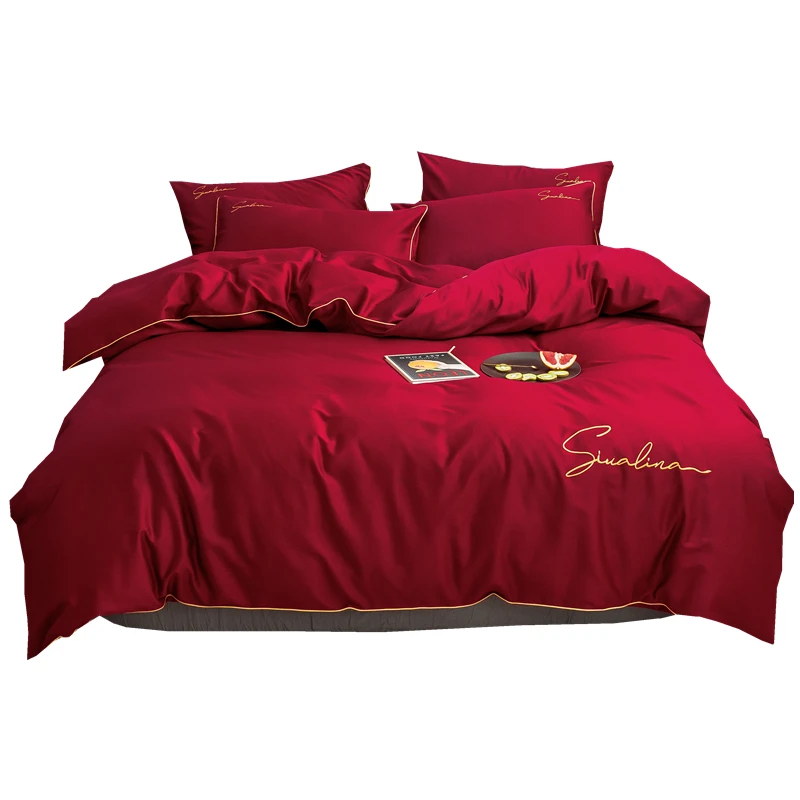 2023 Four-piece bedding simple cotton double household bed sheet quilt cover embroidered piping comfortable bedding red color
2023 Four-piece bedding simple cotton double household bed sheet quilt cover embroidered piping comfortable bedding red color
