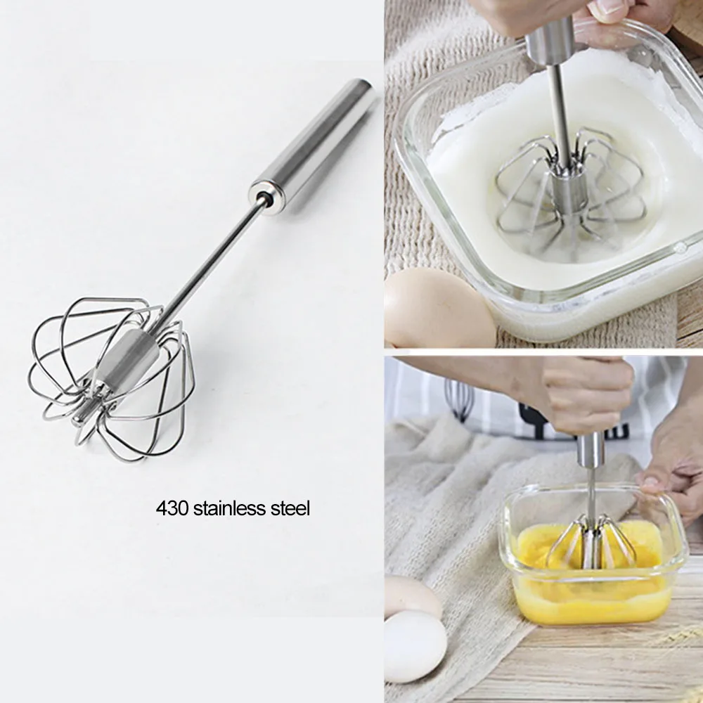 Hot Sale Semi-automatic Mixer Egg Beater Manual Self Turning Stainless Steel Whisk Hand Blender Egg Cream Stirring Kitchen Tools
Hot Sale Semi-automatic Mixer Egg Beater Manual Self Turning Stainless Steel Whisk Hand Blender Egg Cream Stirring Kitchen Tools