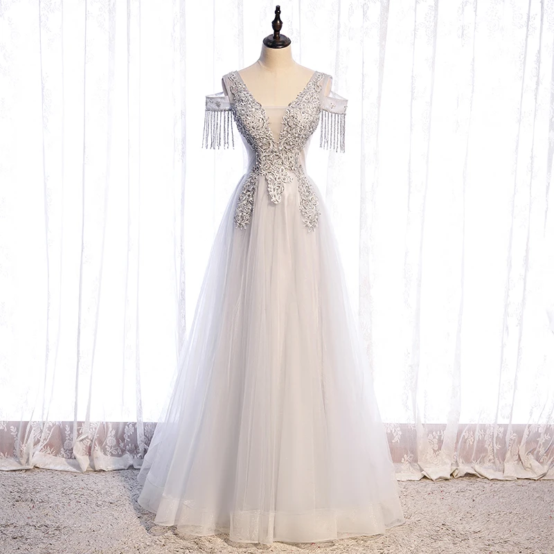 Embroidered Lace Evening Dresses Tassel Sleeve Deep V Neck Floor Length Slim Dress Female Wedding Formal Party Gowns
Embroidered Lace Evening Dresses Tassel Sleeve Deep V Neck Floor Length Slim Dress Female Wedding Formal Party Gowns