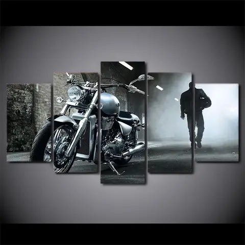 Modular Picture 5pcs Motorcycle Car Poster Wall Art Decor Canvas HD Printed Oil Paintings For Living Room Modern Home Decoration