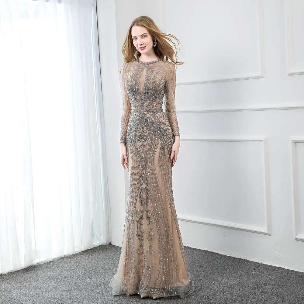 YQLNNE 2023 Luxury Silver Rhinestones Evening Dresses Long Sleeve Formal Gown Competition Mermaid Nude Lining Vestidos
YQLNNE 2023 Luxury Silver Rhinestones Evening Dresses Long Sleeve Formal Gown Competition Mermaid Nude Lining Vestidos