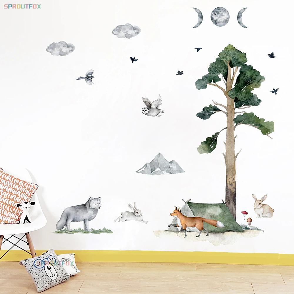 Large Forest Wall Decals for Kids: Pine Trees, Foxes, and Rabbits, Animal Wall Decals for Kids' Rooms and Bedroom Decor
Large Forest Wall Decals for Kids: Pine Trees, Foxes, and Rabbits, Animal Wall Decals for Kids' Rooms and Bedroom Decor