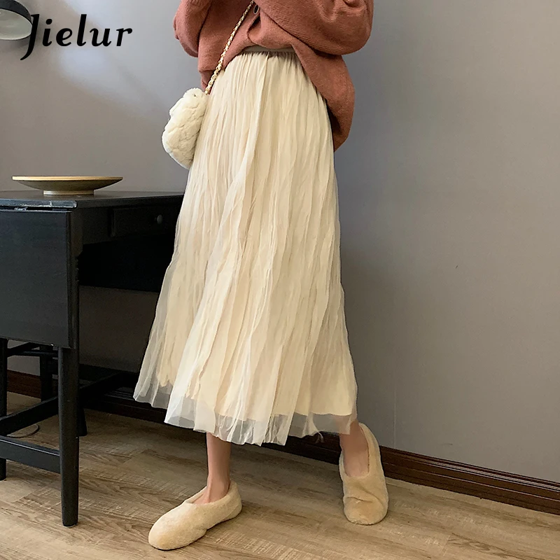 Jielur Fashion Mesh Skirts for Women Spring Summer Vintage High-waisted Pleated Skirt Preppy Style Midi A-line Skirt for Student
Jielur Fashion Mesh Skirts for Women Spring Summer Vintage High-waisted Pleated Skirt Preppy Style Midi A-line Skirt for Student