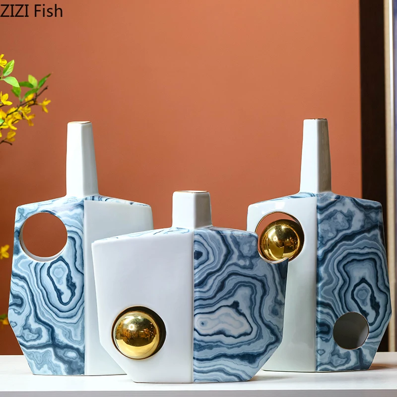 Ceramic Vase Abstract Marbling Hollow Golden Ball Flower Arrangement Ceramic Handicraft Ornaments Modern Home Decoration
Ceramic Vase Abstract Marbling Hollow Golden Ball Flower Arrangement Ceramic Handicraft Ornaments Modern Home Decoration
