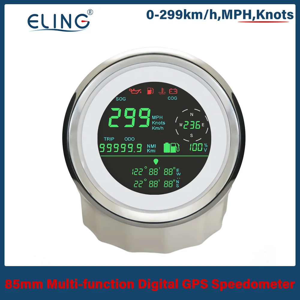 ELING 85mm Digital GPS Speedometer Odometer Voltmeter Fuel Gauge Waterproof For Auto Marine
ELING 85mm Digital GPS Speedometer Odometer Voltmeter Fuel Gauge Waterproof For Auto Marine