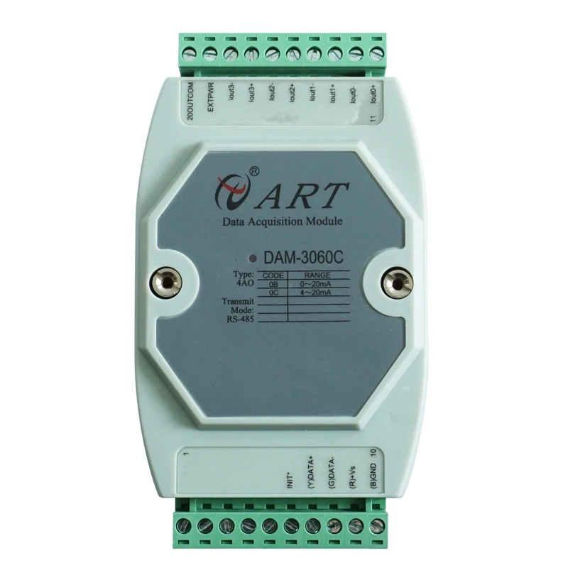 DAM3060C 4-channel analog RS485 AO output module 4-20mA/0-10V analog data acquisition signal simulator
DAM3060C 4-channel analog RS485 AO output module 4-20mA/0-10V analog data acquisition signal simulator