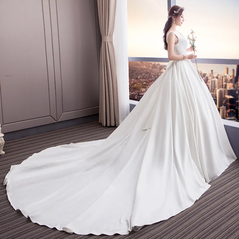 Simple A Line Wedding Dresses Satin Off Shoulder Bow Floor Length Bridal Gown Chapel Train Lace Up Back
Simple A Line Wedding Dresses Satin Off Shoulder Bow Floor Length Bridal Gown Chapel Train Lace Up Back