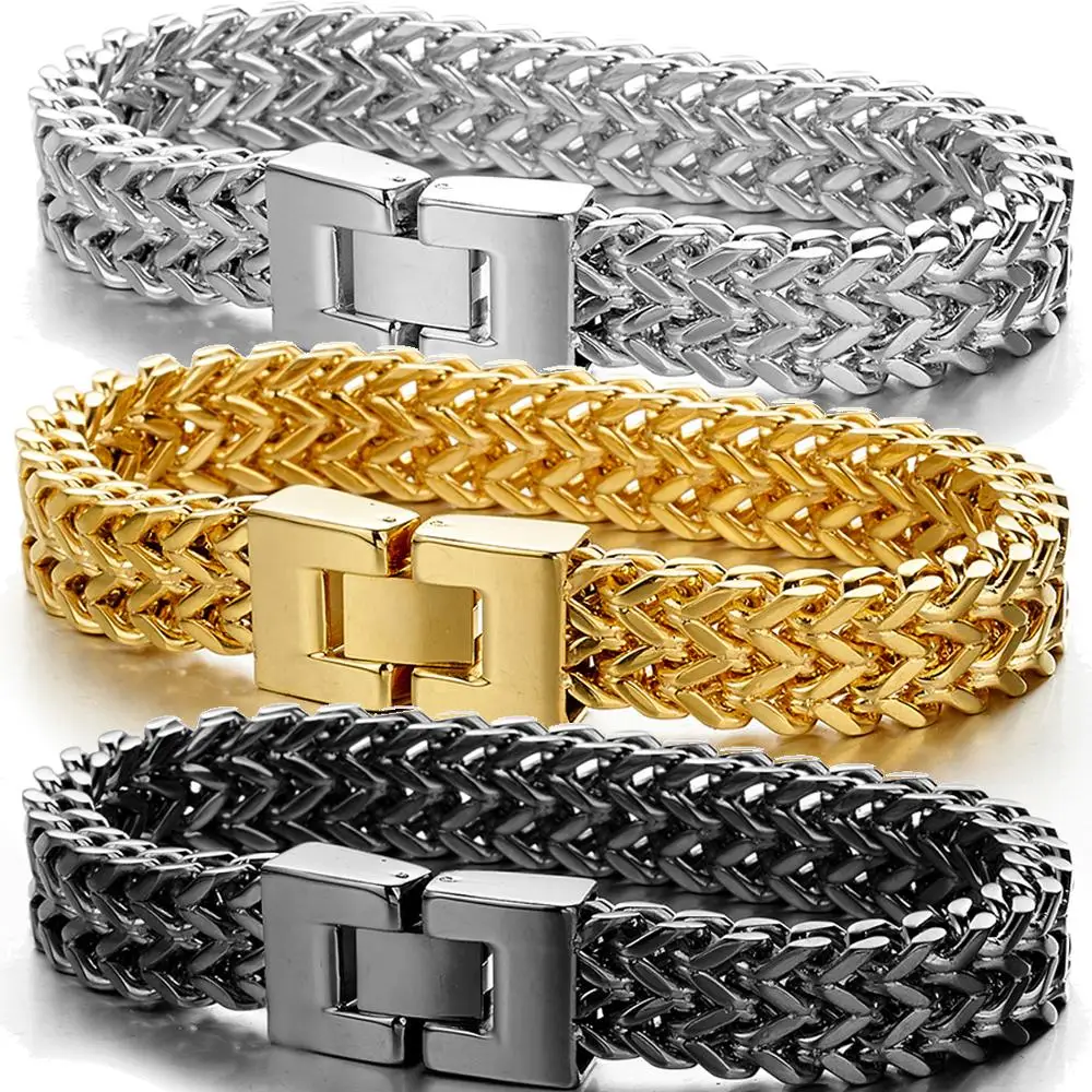 Men Boys Gold Tone/Black Color 316L Stainless Steel Figaro Chain Bracelet Jewelry 12mm Wide 8.66"
Men Boys Gold Tone/Black Color 316L Stainless Steel Figaro Chain Bracelet Jewelry 12mm Wide 8.66"