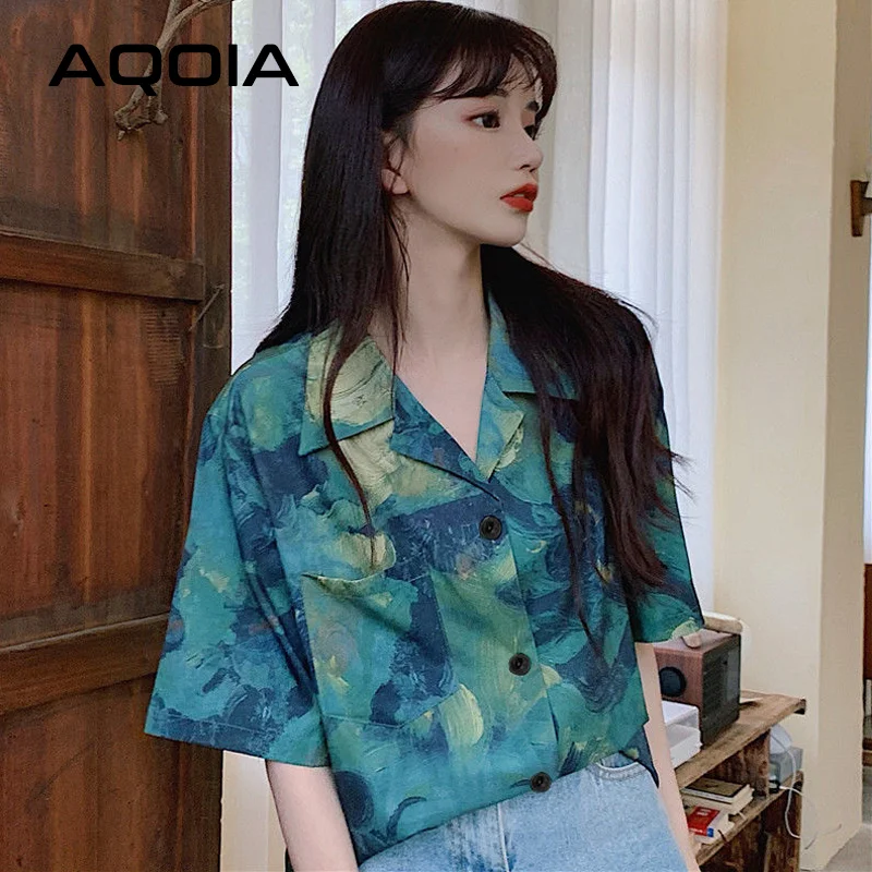 2022 Summer Chic Korean style Tie dye Women Shirt Loose Shirt Short Sleeve Button Up Womens Blouses Plus Size Female Clothing
2022 Summer Chic Korean style Tie dye Women Shirt Loose Shirt Short Sleeve Button Up Womens Blouses Plus Size Female Clothing