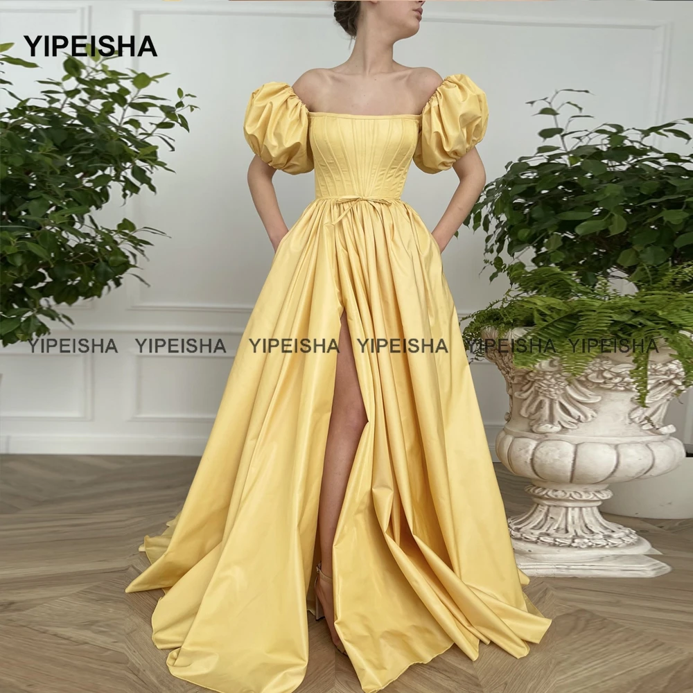 Yipeisha, желтые вечерние платья с квадратным вырезом, пышные рукава, с Боковым Разрезом, выпускные платья, со шлейфом, корсет, официальное платье
Yipeisha, желтые вечерние платья с квадратным вырезом, пышные рукава, с Боковым Разрезом, выпускные платья, со шлейфом, корсет, официальное платье