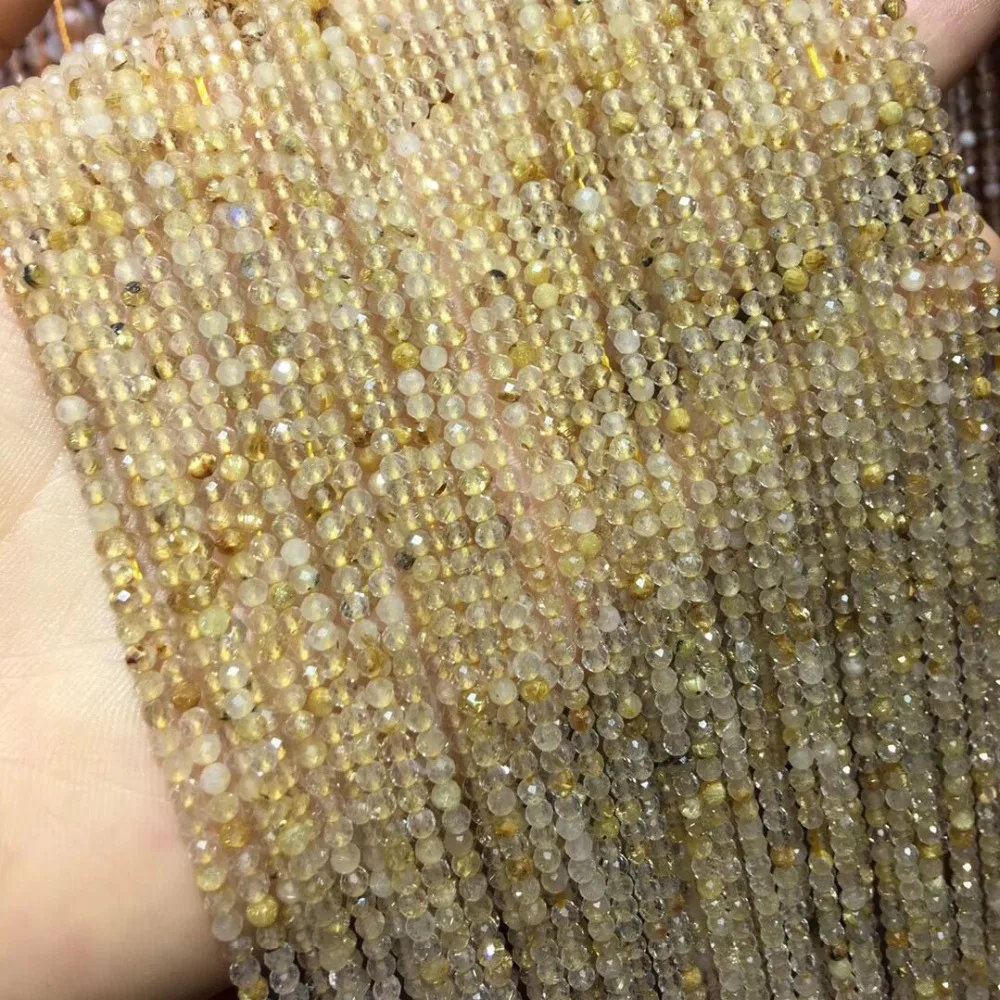 Natural Stone Faceted Scattered bead Rutile Quartz Small Beads 2 3 4.5 mm for Jewelry Making DIY Necklace Bracelet Accessories
Natural Stone Faceted Scattered bead Rutile Quartz Small Beads 2 3 4.5 mm for Jewelry Making DIY Necklace Bracelet Accessories