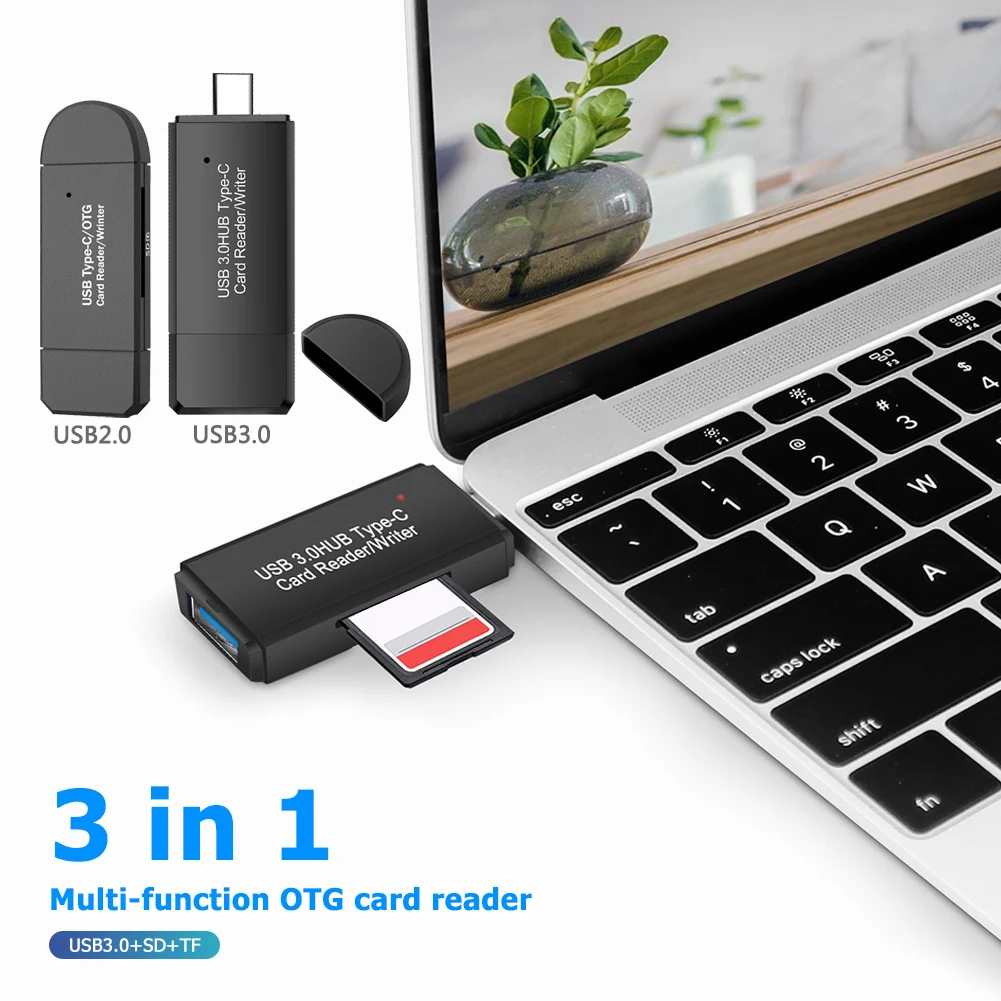 3 in 1 Type C to USB 2.0 3.0 OTG Micro TF SD Card Reader High-speed Flash Drive Smart Memory Card Adapter for Android Laptop
3 in 1 Type C to USB 2.0 3.0 OTG Micro TF SD Card Reader High-speed Flash Drive Smart Memory Card Adapter for Android Laptop