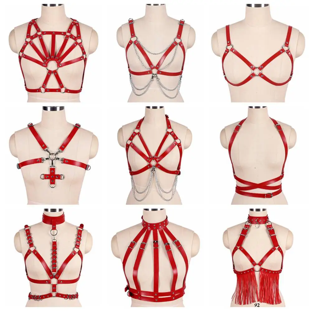 Red Leather Bra Harness Women Sexy Lingerie Erotic Gothic Suspenders Female Chest Harness Cage Bra Bondage Body Straps Garters
Red Leather Bra Harness Women Sexy Lingerie Erotic Gothic Suspenders Female Chest Harness Cage Bra Bondage Body Straps Garters
