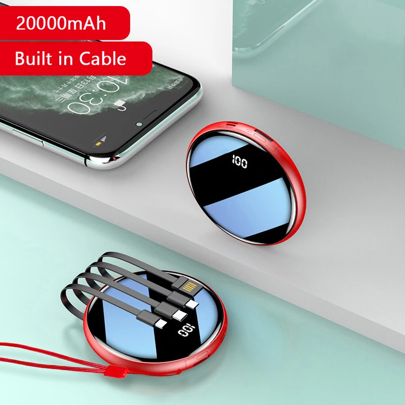 20000mAh Power Bank Built in Cable Powerbank Charger For iPhone 13 Samsung S21 S20 Xiaomi mi Poverbank with LED Power Display
20000mAh Power Bank Built in Cable Powerbank Charger For iPhone 13 Samsung S21 S20 Xiaomi mi Poverbank with LED Power Display