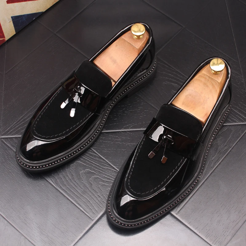 British style mens fashion wedding party dress original leather shoes slip on tassels shoe black breathable loafers man footwear
British style mens fashion wedding party dress original leather shoes slip on tassels shoe black breathable loafers man footwear