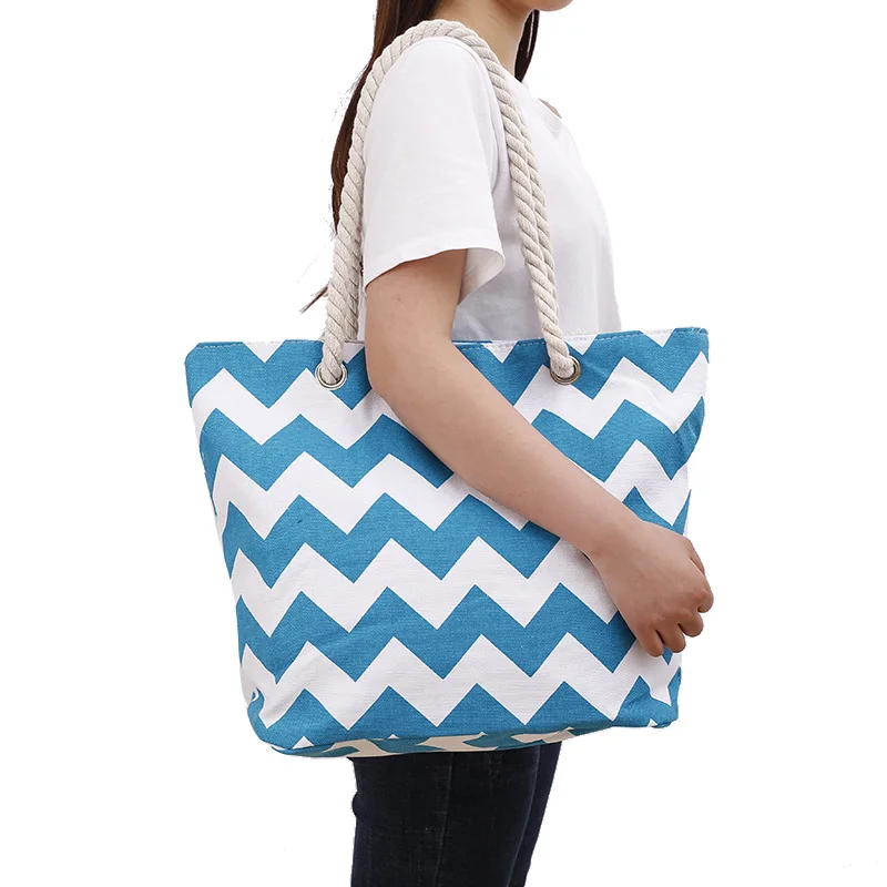 Summer New Wavy Striped Women Canvas Handbag Large Capacity Single Shoulder Bag Female Casual Beach Bag Tote Bag Shopping Bags
Summer New Wavy Striped Women Canvas Handbag Large Capacity Single Shoulder Bag Female Casual Beach Bag Tote Bag Shopping Bags