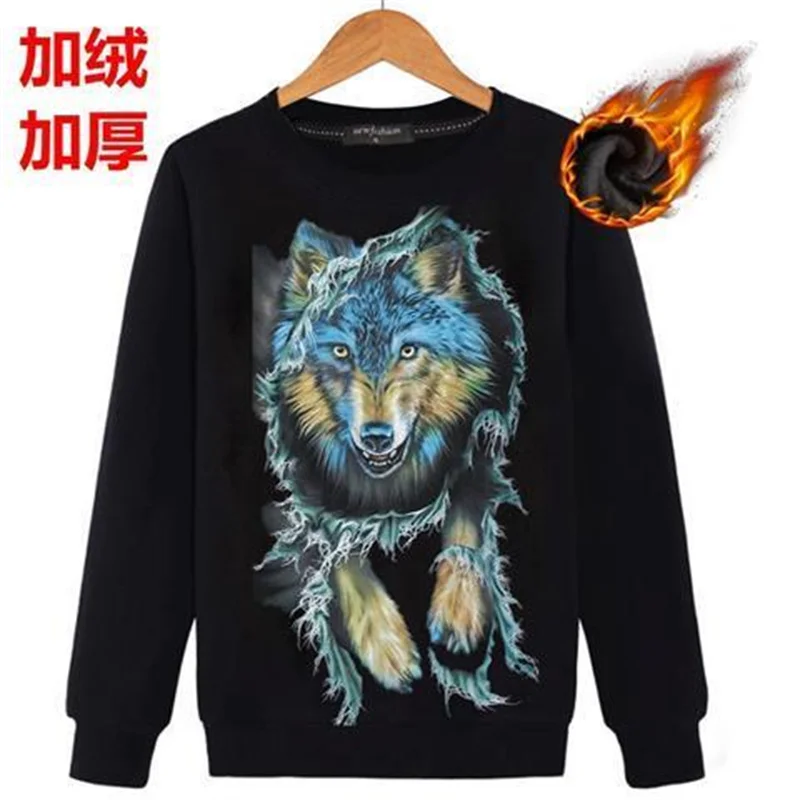 Autumn and winter men's clothing plus velvet padded round neck top 3D animal wolf print long-sleeved plus size clothes
Autumn and winter men's clothing plus velvet padded round neck top 3D animal wolf print long-sleeved plus size clothes