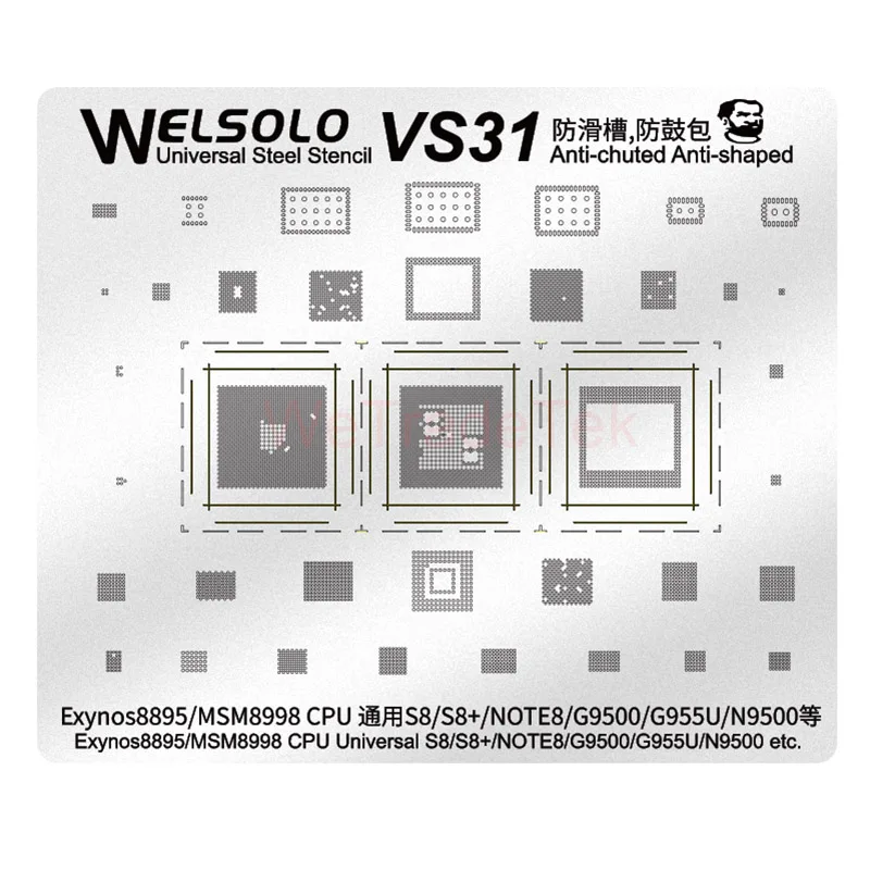 Mechanic BGA Reballing Stencil for Samsung S9+ S9 S8+ S8 S7 S6+ S6 J7 J6 Series Motherboard CPU Repair Tin Reballing Stencil
Mechanic BGA Reballing Stencil for Samsung S9+ S9 S8+ S8 S7 S6+ S6 J7 J6 Series Motherboard CPU Repair Tin Reballing Stencil