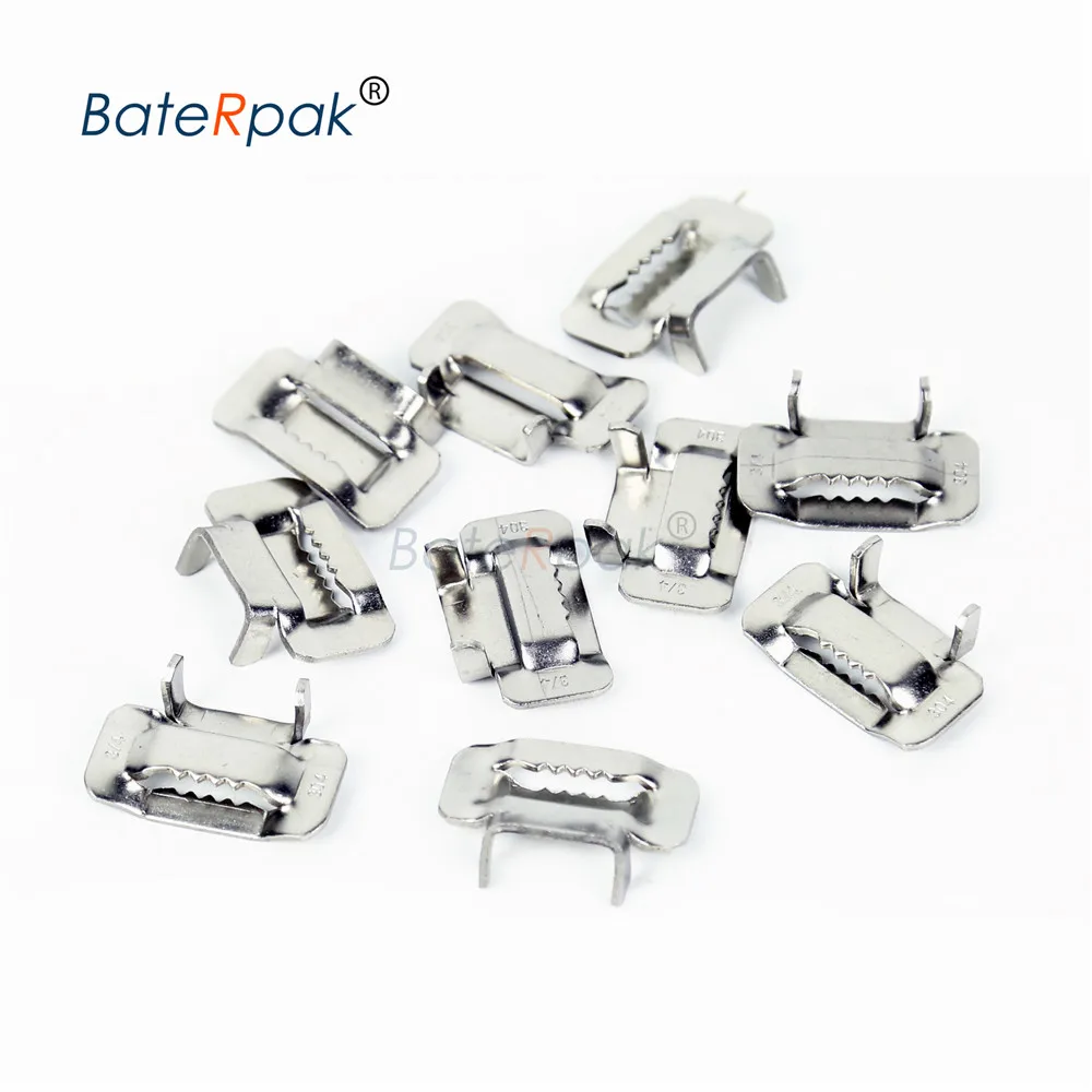 BateRpak #304 Stainless Steel tooth type CLAMPS/Steel buckle for steel binding, (tools and straps buy extra) 50/100pcs/box
BateRpak #304 Stainless Steel tooth type CLAMPS/Steel buckle for steel binding, (tools and straps buy extra) 50/100pcs/box