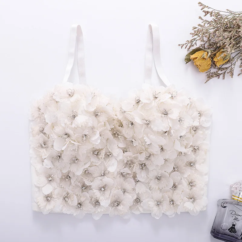 Cupnaya White 3D Flower Women Rivets Crop Top Sexy Summer Push Up Bustier Elegant Corset Vest Camisole for Show
Cupnaya White 3D Flower Women Rivets Crop Top Sexy Summer Push Up Bustier Elegant Corset Vest Camisole for Show