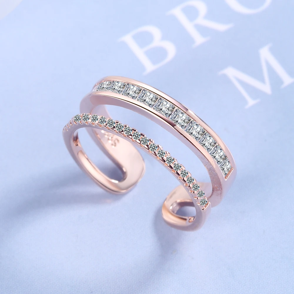 Двухслойные кольца цвета розового золота с муассанитом для женщин, сверкающее обручальное кольцо из стерлингового серебра 925 пробы, классические ювелирные изделия
Двухслойные кольца цвета розового золота с муассанитом для женщин, сверкающее обручальное кольцо из стерлингового серебра 925 пробы, классические ювелирные изделия