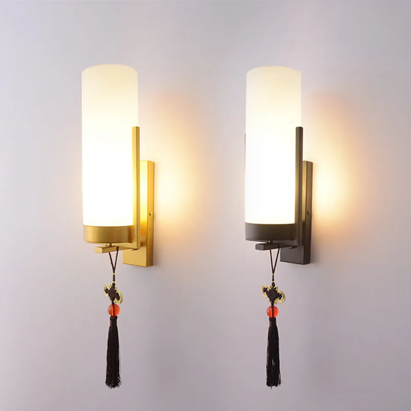 New Chinese Style Iron Glass Wall Lamp Cylindrical Lampshade Wall LED Light Black Gold Lampbody Color Can Choose E27 Base
New Chinese Style Iron Glass Wall Lamp Cylindrical Lampshade Wall LED Light Black Gold Lampbody Color Can Choose E27 Base
