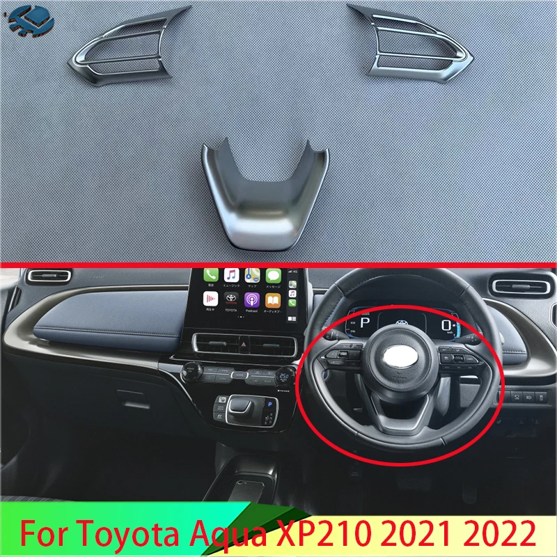Для Toyota Aqua XP210 2021 2022, автомобильные аксессуары, АБС-пластик, хромированная крышка панели рулевого колеса, рамка, накладка, вставка, значок, молдинг, гарнир
Для Toyota Aqua XP210 2021 2022, автомобильные аксессуары, АБС-пластик, хромированная крышка панели рулевого колеса, рамка, накладка, вставка, значок, молдинг, гарнир
