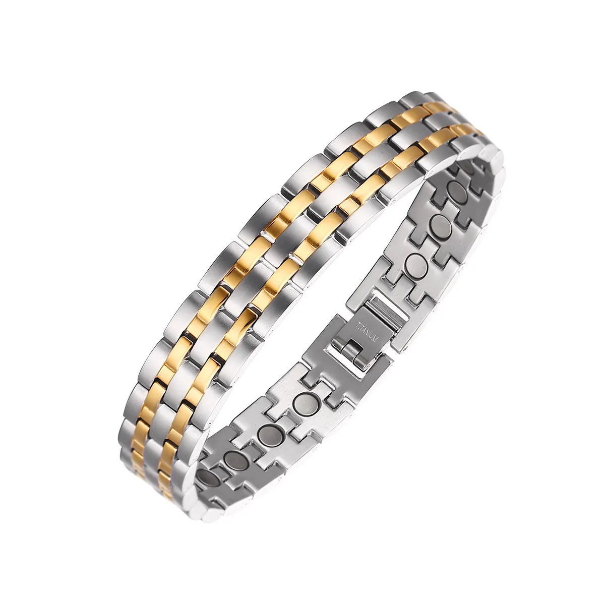 Fashion Stripe Pattern Titanium Magnetic Bracelet for Men Arthritis Pain Relief with Fold-over Clasp Free Link Remover Tool
Fashion Stripe Pattern Titanium Magnetic Bracelet for Men Arthritis Pain Relief with Fold-over Clasp Free Link Remover Tool