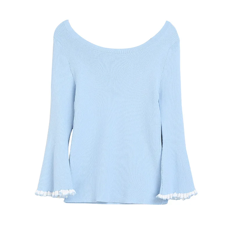 2022 spring and autumn new women’s knitted sweater U Collar Flare Sleeve sweater base sweater
2022 spring and autumn new women’s knitted sweater U Collar Flare Sleeve sweater base sweater