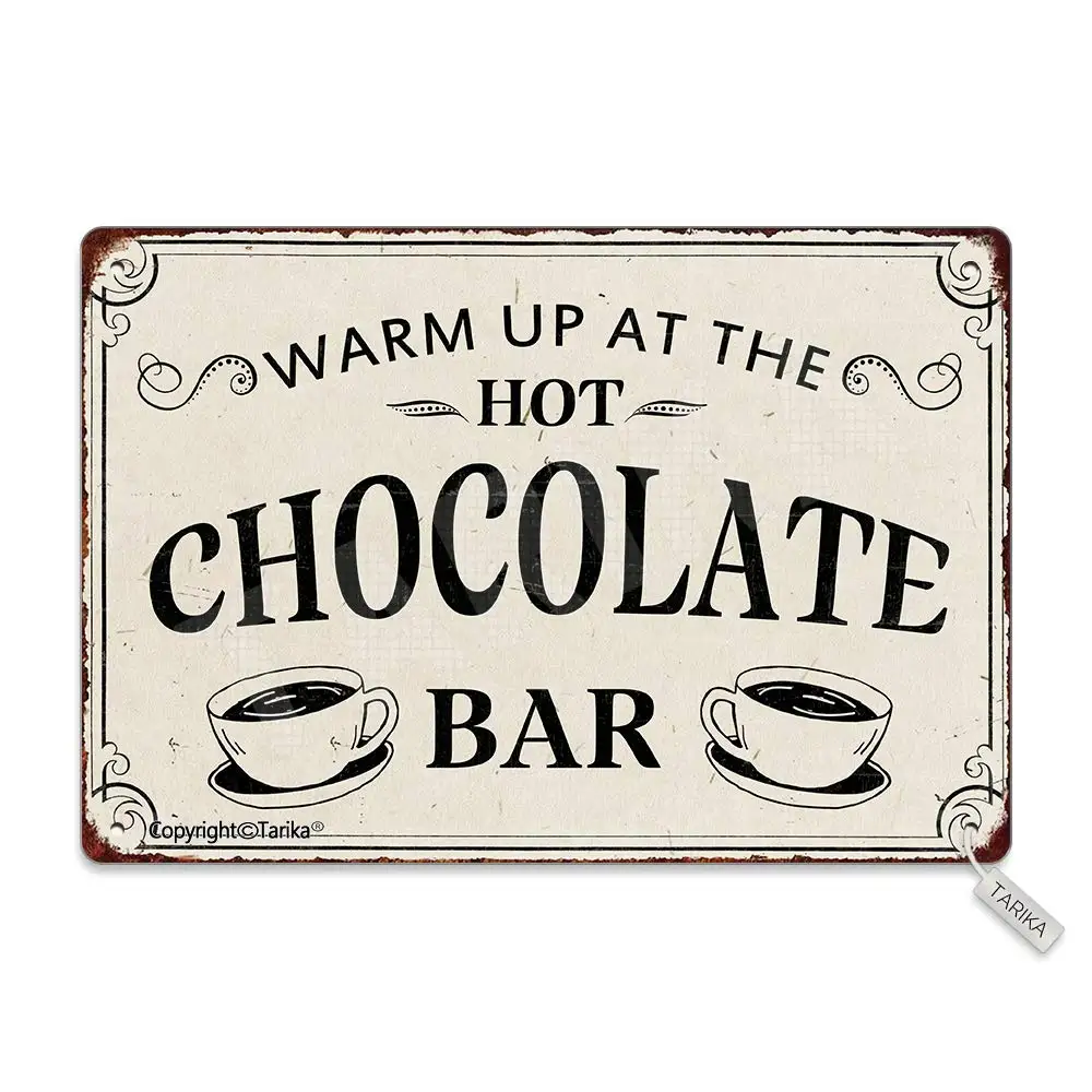Warm Up at The Hot Chocolate Bar Metal 20X30 cm Vintage Look Decoration Crafts Sign for Home Kitchen Bathroom Farm Garden Garage
Warm Up at The Hot Chocolate Bar Metal 20X30 cm Vintage Look Decoration Crafts Sign for Home Kitchen Bathroom Farm Garden Garage