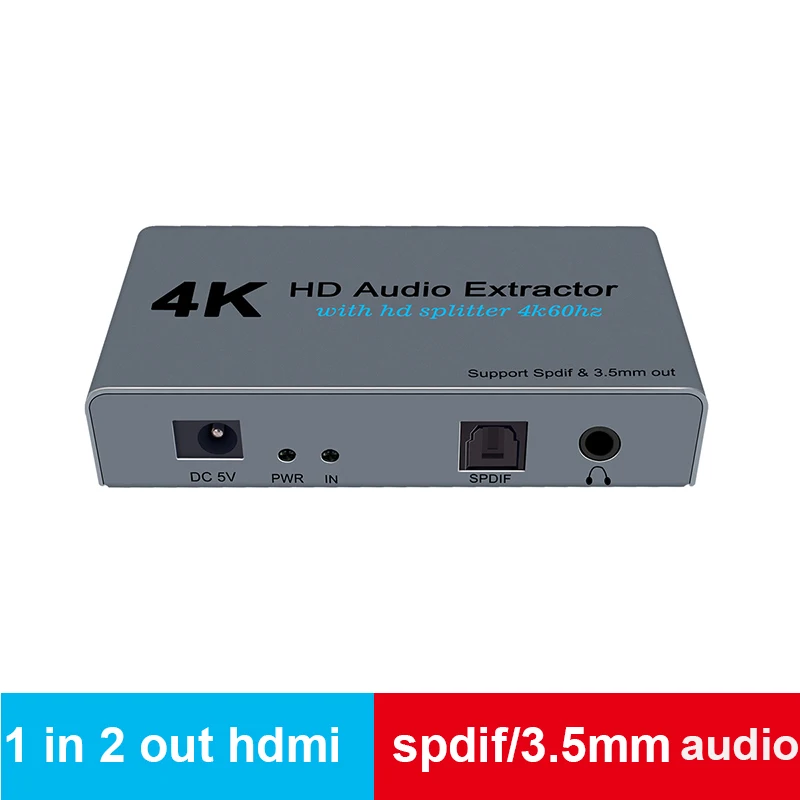 4K HDMI-compatible Audio Extractor 5.1 extractor HD splitter 1x2 HDTV To Audio Extractor Optical TOSLINK SPDIF 3.5mm audio
4K HDMI-compatible Audio Extractor 5.1 extractor HD splitter 1x2 HDTV To Audio Extractor Optical TOSLINK SPDIF 3.5mm audio