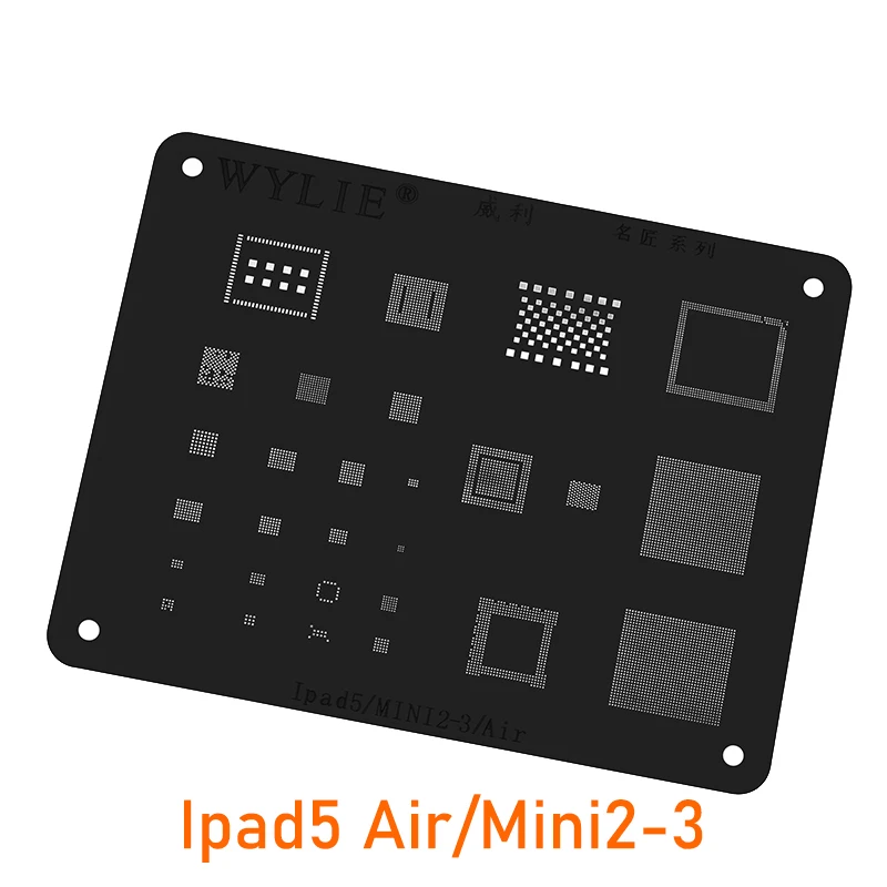 Wylie BGA Reballing Stencil For IPAD 5 Air A1474 Mini 2 3 CPU RAM Wifi Nand Baseband Power USB Audio IC Chip Black Steel Mesh
Wylie BGA Reballing Stencil For IPAD 5 Air A1474 Mini 2 3 CPU RAM Wifi Nand Baseband Power USB Audio IC Chip Black Steel Mesh