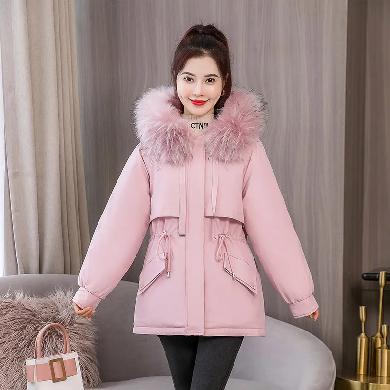 Winter Fur Collar Hooded Women's Cotton Padded Coat Solid Casual Down Cotton Jacket Female Warm Wool Liner Short Zipper Parkas
Winter Fur Collar Hooded Women's Cotton Padded Coat Solid Casual Down Cotton Jacket Female Warm Wool Liner Short Zipper Parkas
